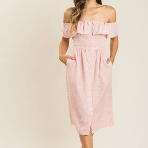 FRNCH Pink Linen Dress - S